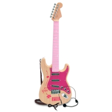 Электронная рок-гитара плечевым ремнем и микрофонной гарнитурой (розовая),Bontempi (241371)