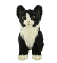 Plush Toy Cat black and white, L. 20cm, HANSA (8555)