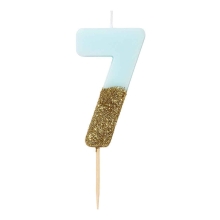 Talking Tables Birthday cake candle, number 7 (blue),England