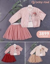 Children three-piece set for 1-4 years: jacket, bodysuit, skirt Baby Rose (3899)
