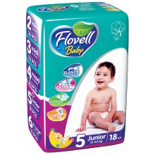 Підгузки дитячі Flovell Baby ECO Pack №5 (18шт) 12-25 кг