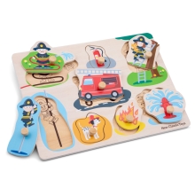 Puzzle Fire brigade, New Classic Toys, wooden, 8 parts, art. 10433