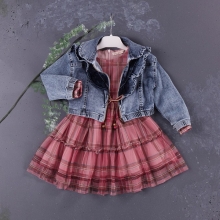 Children denim jacket and Baby Rose dress for 1-4 years, set deuce (3883)
