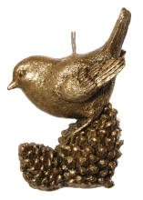 New Years decor Bird on a pine cone, Shishi, gold, 12 cm, art. 57613