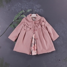 Children coat with bow and Baby Rose spring dress for 1-4 years, two-piece set (3833)