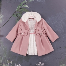 Children coat with a bow and Baby Rose dress, two-piece set for 2-4 years (3865)