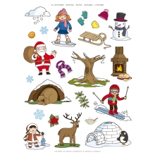 Наклейки тематичні навчальні Зима, Apli Kids, 12 аркушів, арт. 11625