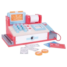 Game set Cashier with a scanner, Bigjigs Toys, 30 items, wooden, art. BJ468