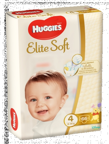 Подгузники Elite Soft 4 Mega, Huggies, 8-14 кг, 66 шт.