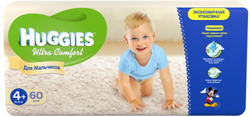 Huggies Ultra Comfort 4+ Mega diapers for boys 60 pcs (5029053543789)