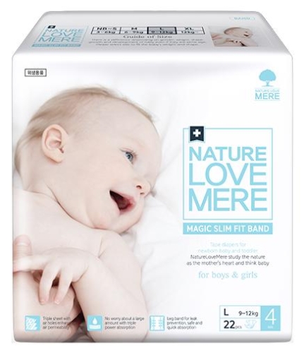 Baby diapers Magic Slim Fit, Nature Love Mere, Size L [9-12 kg] 22pcs