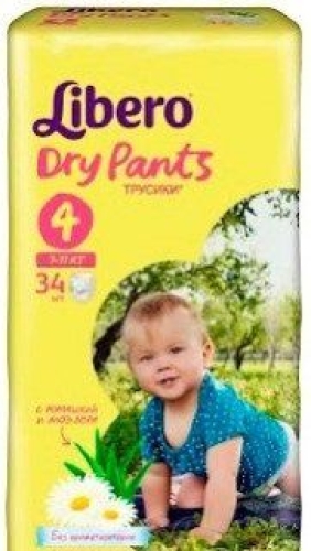 Подгузники-трусики детские Libero Dry Pants 4 7-11 кг 34 шт (7322540539394)