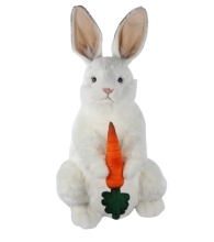 Animated Plush Toy HANSA White rabbit with a carrot (0738)
