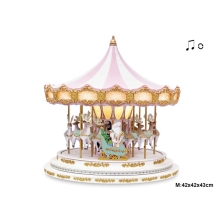 Decor Carousel musical Christmas fairy tale pink 42.55x42.55x43.20cm, Trediser (42885)