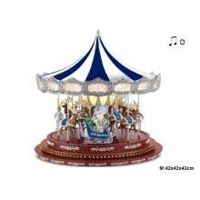 Decor Carousel musical Christmas tale blue 42.55x42.55x43.20cm, Trediser (42886)