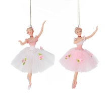 Christmas tree decoration Ballerina in assortment white/pink height 16.5cm, GoodWill (MO96522)