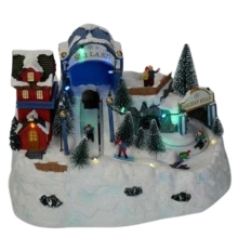 Новорічний декор Гірськолижний курорт з підсвіткою MusicBoxWorld (63104)