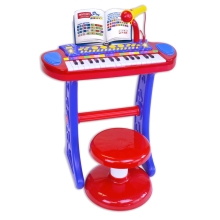 Electronic piano (32 keys) with legs, stool and microphone (blue), Bontempi (133240)