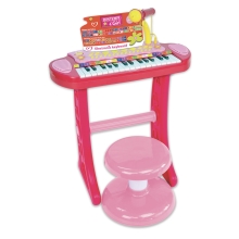 Electronic piano (31 keys) with legs, stool and microphone (pink),Bontempi (133671)