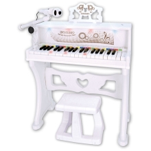 Белое электронное пианино (37 клавиш) с микрофоном, ножками и табуретом, Bontempi (108000)