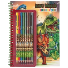 Dino World coloring page with colored pencils, Depesche (11385)