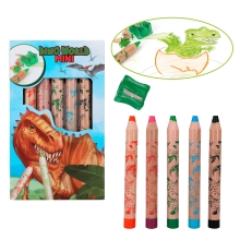 Набір кольорових міні-олівців з чинкою Dino World, Depesche (12180)
