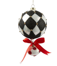 Куля новорічна ялинкова Геометрія чорно-біла діаметр 10см, Enzo De Gasperi (EDG Italy) 84201