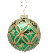 Куля новорічна ялинкова зелено-золота діаметр 12см, Enzo De Gasperi (EDG Italy) 01236