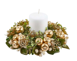 Декор вінок святковий із золотистих яблук діаметр 20см, Enzo De Gasperi (EDG Italy) 16957