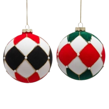 Куля новорічна ялинкова Іскри свята чорно-біла діаметр 10см в асортименті, Enzo De Gasperi (EDG Italy) 48245