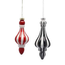 Ялинкова прикраса Бурулька чорно-біла висота 14см в асортименті, Enzo De Gasperi (EDG Italy) 48528