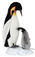 Animated Plush Toy Emperor penguin with baby, H. 80cm, HANSA (0310)