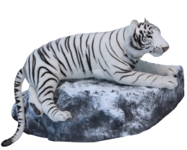 Animated Plush Toy White tiger lying down, L. 110cm, HANSA (0321)