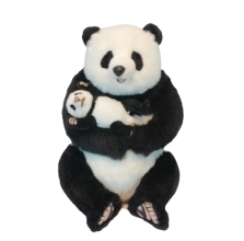 Plush Toy Panda with a sitting baby, H. 52cm, HANSA (6609)