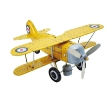 Yellow airplane 20 cm with key - Vintage toy - collectible gift, Bass&Bass | B85455