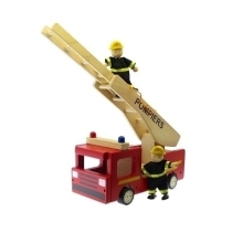 Пожежна машина з 2 персонажами - деревяна іграшка, Bass&Bass | B83903