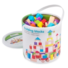 Set of wooden cubes in a bucket, 100 pcs, New Classic Toys (10812)