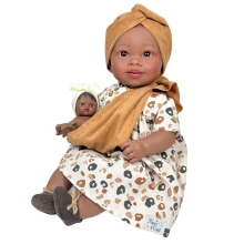 MARÍA doll with a baby, in a brown turban, 45 cm, Nines d`Onil (4440)