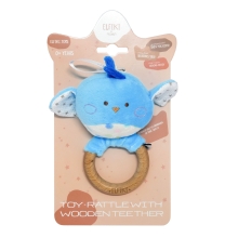 Игрушка - погремушка с деревянным грызунцем птичка Пипо, ELFIKI (05514)