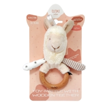 Rattles Toy - a rattle with a wooden rodent llama Sammy, ELFIKI (13463)