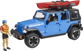 Toy set. Jeep Wrangler Rubicon Unlimited with kayak and figure, Bruder (25298)