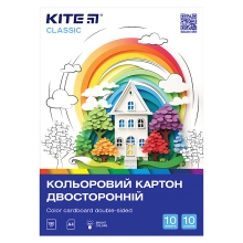 Cardboard color double-sided (10 sheets/10 pcs),A4 Classic, Kite (11408)