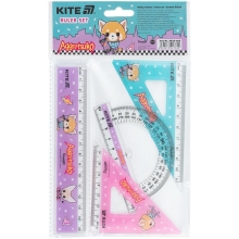 Set: 15 cm ruler, 2 squares, protractor, with AR print, Kite (27690)
