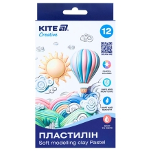 Wax plasticine, 12 colors, 200 g. Creative Pastel, Kite (27192)