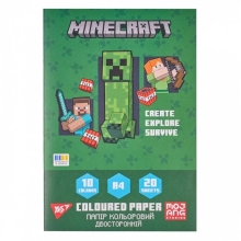 Бумага цветная двусторонняя Minecraft, 20 листов, А4, скоба, YES (91431)