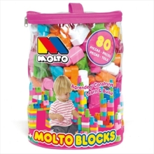 Kids designer with large parts Blocks (80 pcs) in a bag, pink, Molto (13461)