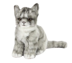 Мягкая игрушка Котенок жаккардовый серый, сидящий высота 19см, Hansa (71772)