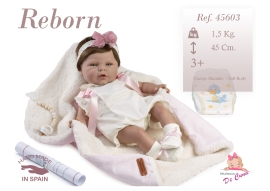 Кукла Reborn с розовой повязкой 45см, Munecas De Cuna (42260)