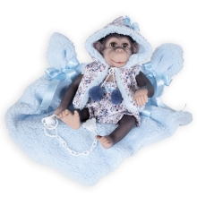 Кукла Обезьянка с одеялом голубая, 36см, Munecas De Cuna (42956)
