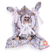 Кукла Обезьянка с одеялом разноцветная/розовая, 36см, Munecas De Cuna (42963)